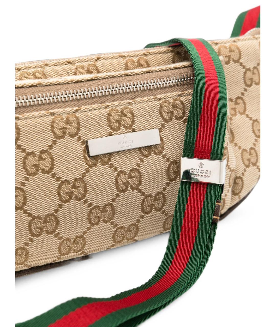 GUCCI Бежевая поясная сумка из канвы, фото 5