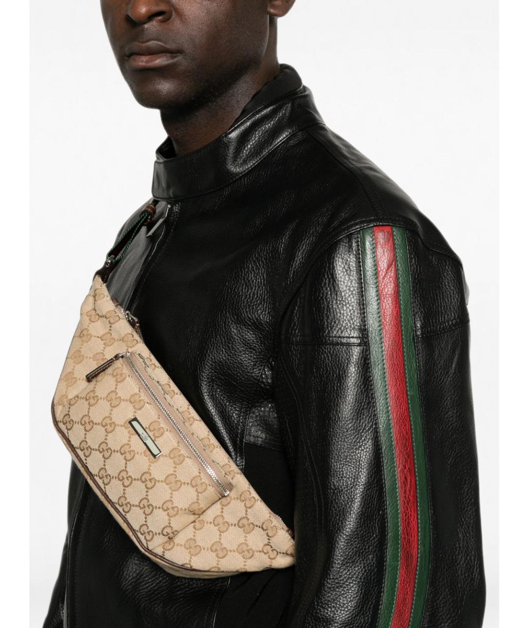 GUCCI Бежевая поясная сумка из канвы, фото 2