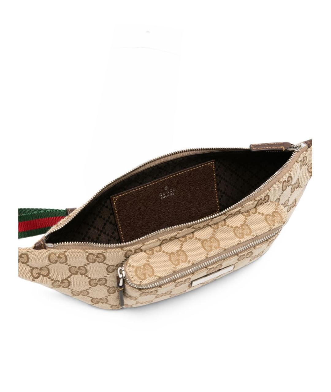 GUCCI Бежевая поясная сумка из канвы, фото 3