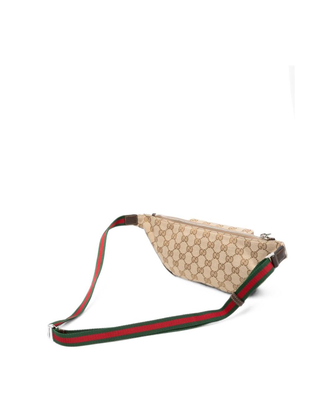 GUCCI Бежевая поясная сумка из канвы, фото 4
