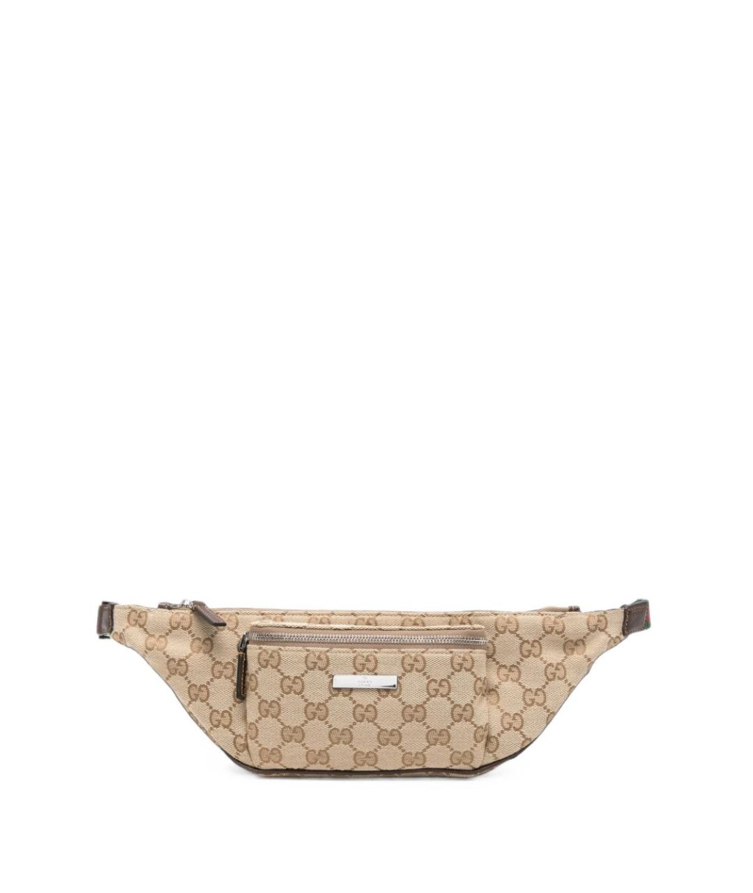 GUCCI Бежевая поясная сумка из канвы, фото 1