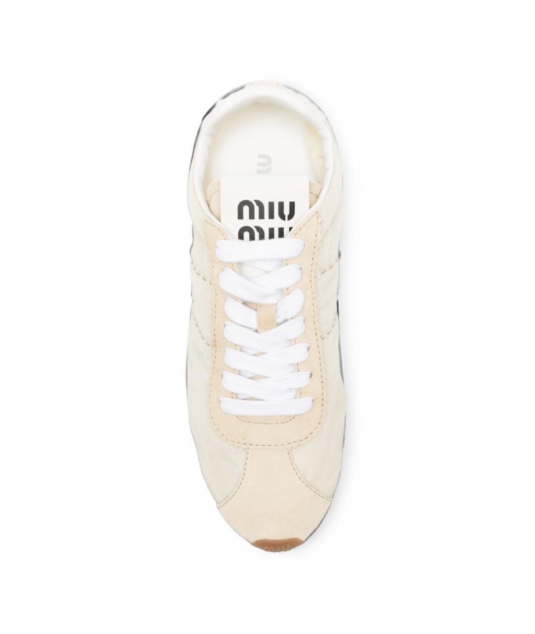 MIU MIU Бежевые текстильные кроссовки, фото 4