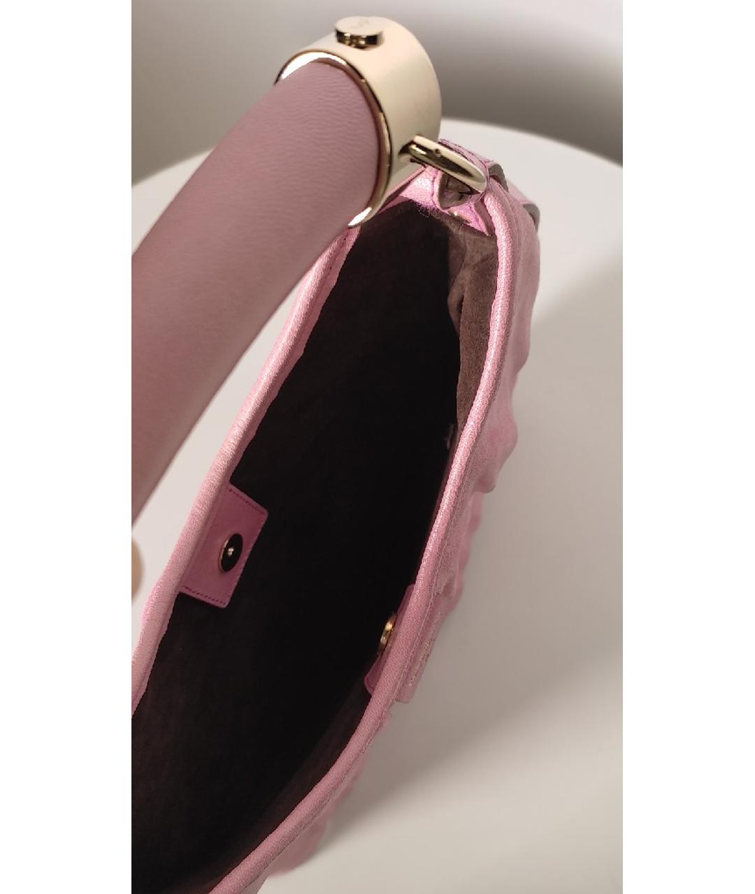 SAINT LAURENT Розовая замшевая сумка с короткими ручками, фото 5