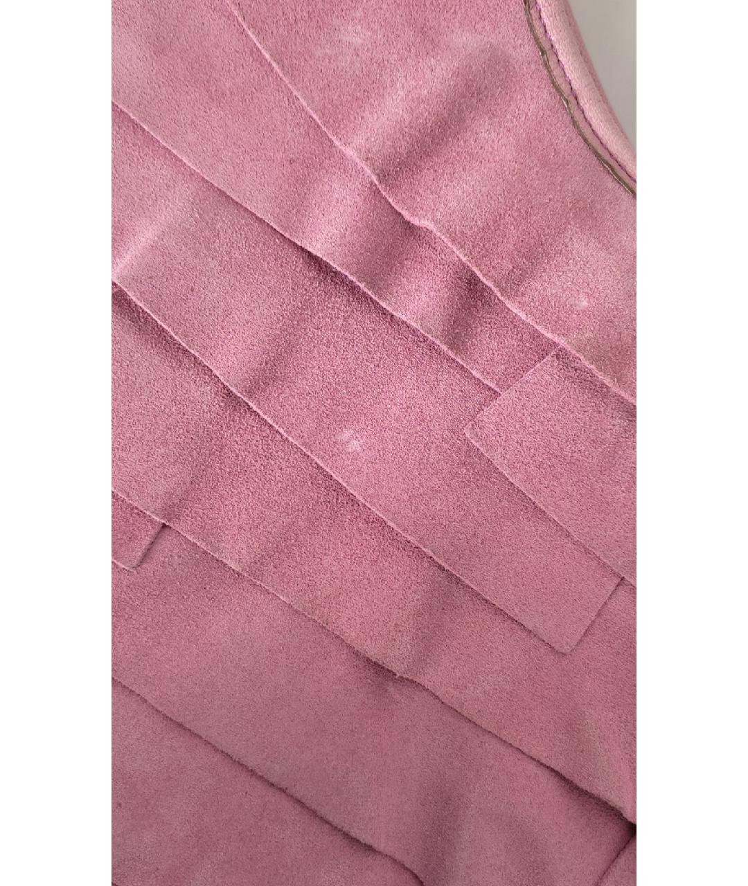 SAINT LAURENT Розовая замшевая сумка с короткими ручками, фото 3