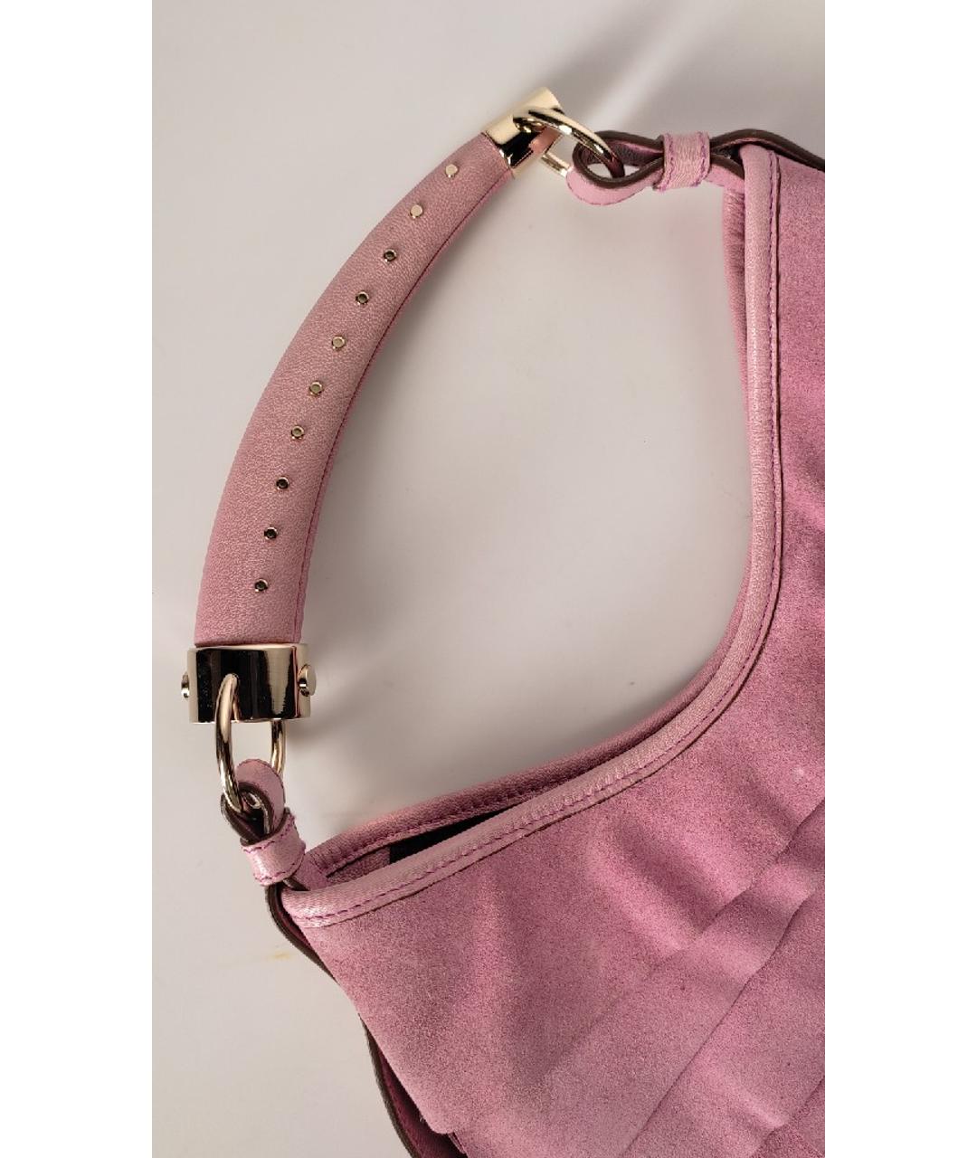 SAINT LAURENT Розовая замшевая сумка с короткими ручками, фото 6