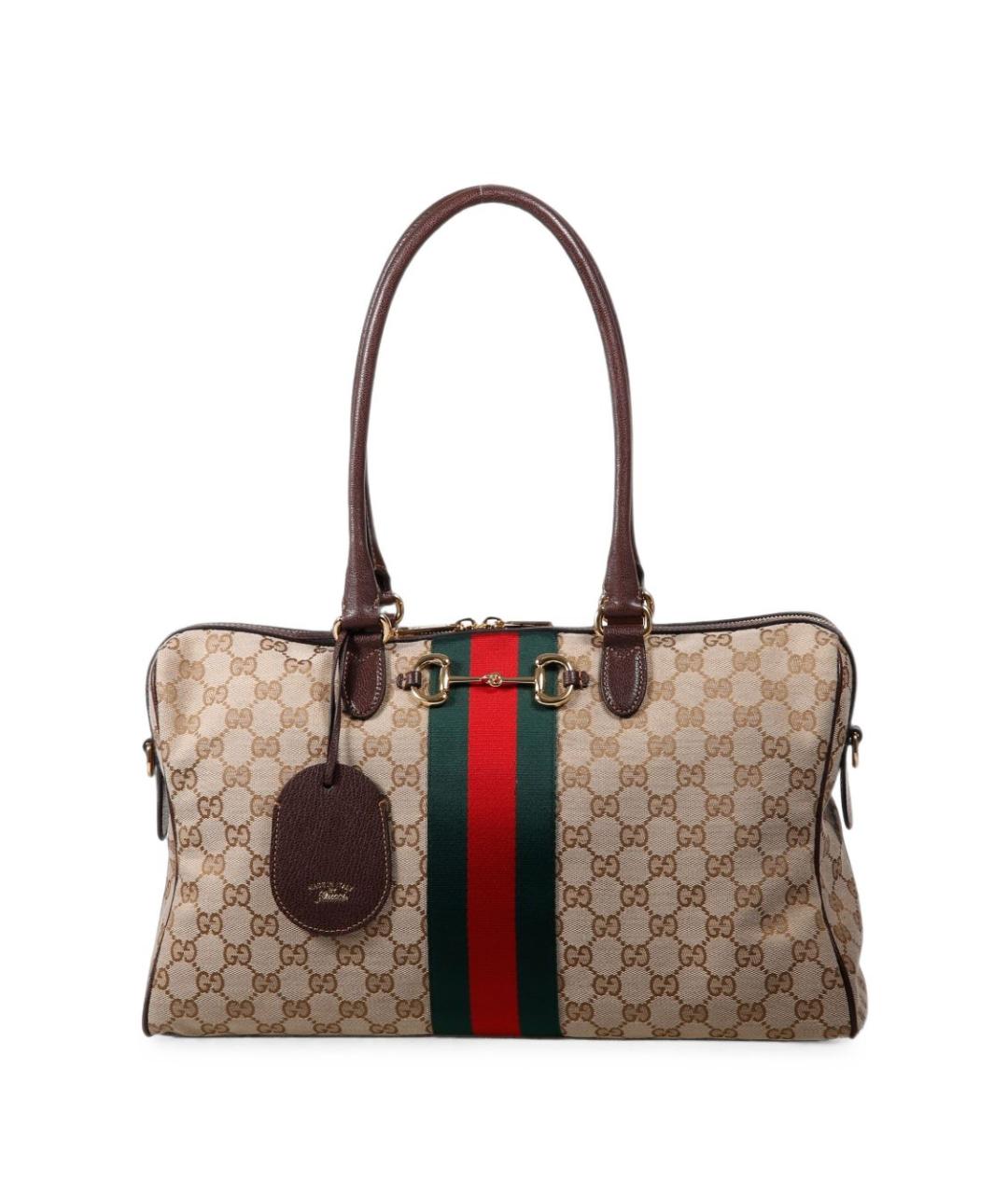 GUCCI Бежевая жаккардовая сумка тоут, фото 1