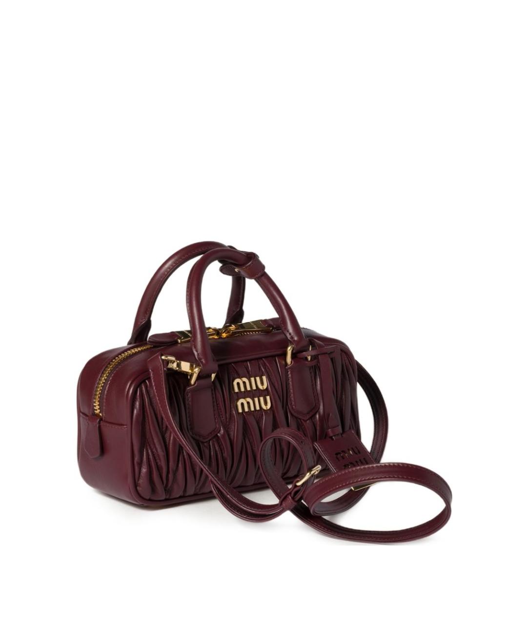 MIU MIU Бордовая кожаная сумка тоут, фото 7