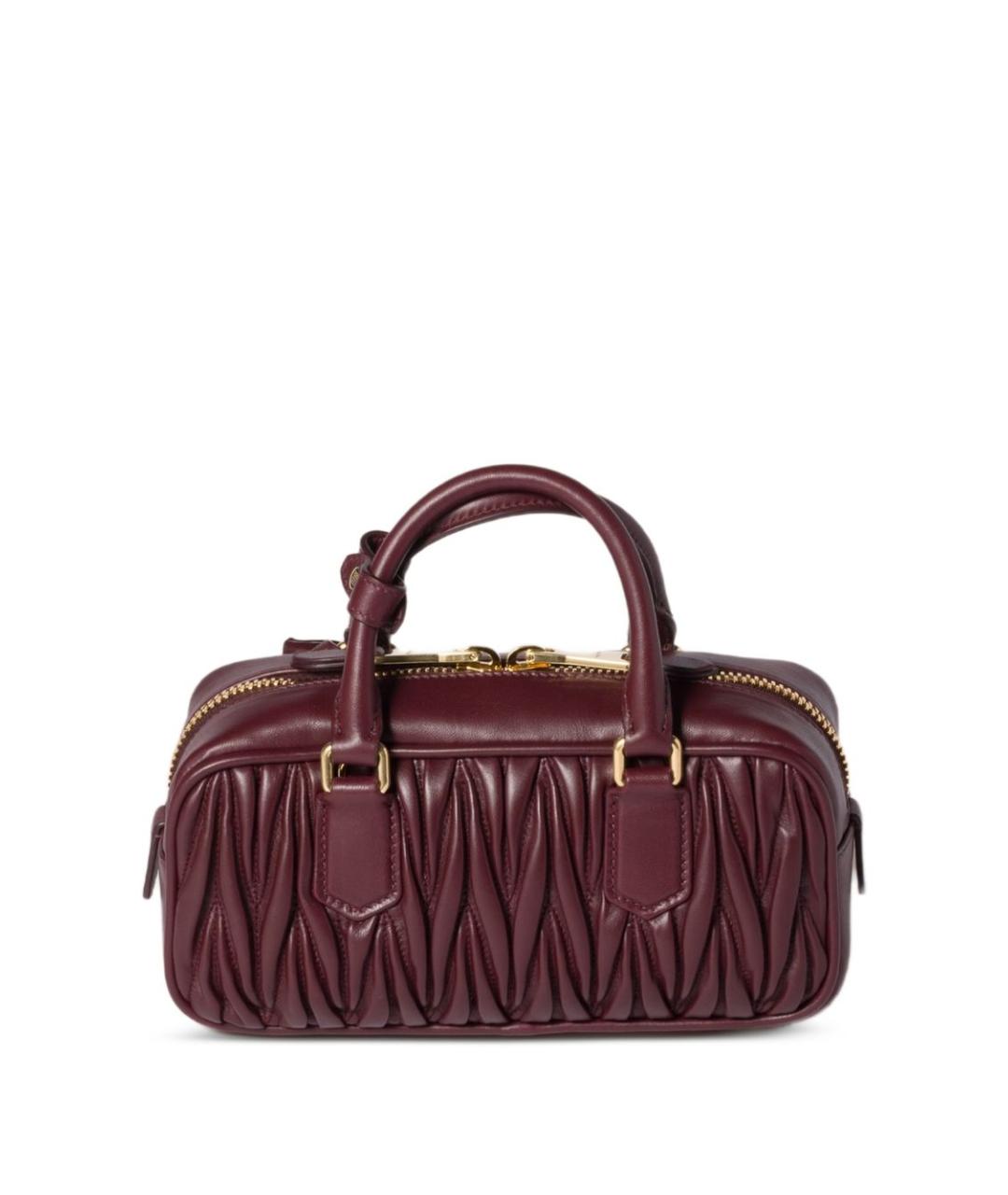 MIU MIU Бордовая кожаная сумка тоут, фото 5