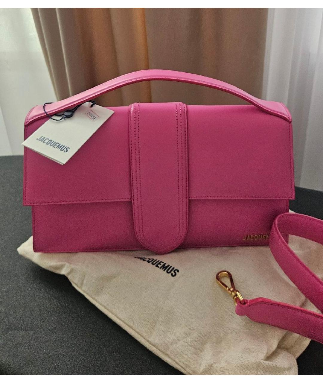 JACQUEMUS Розовая кожаная сумка через плечо, фото 5