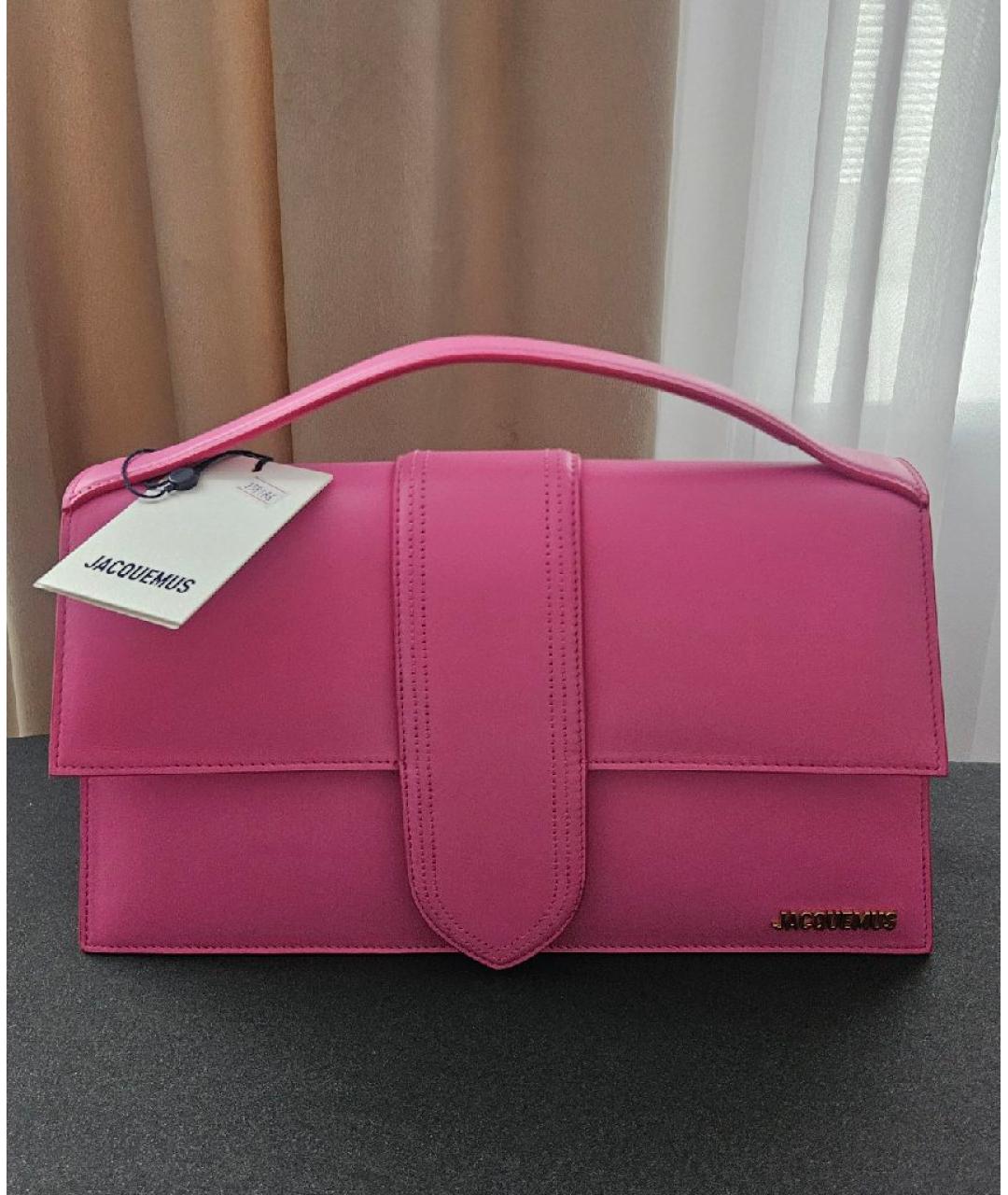 JACQUEMUS Розовая кожаная сумка через плечо, фото 2
