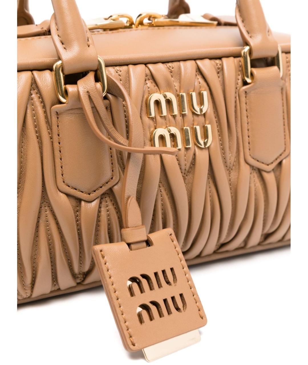 MIU MIU Бежевая кожаная сумка тоут, фото 4