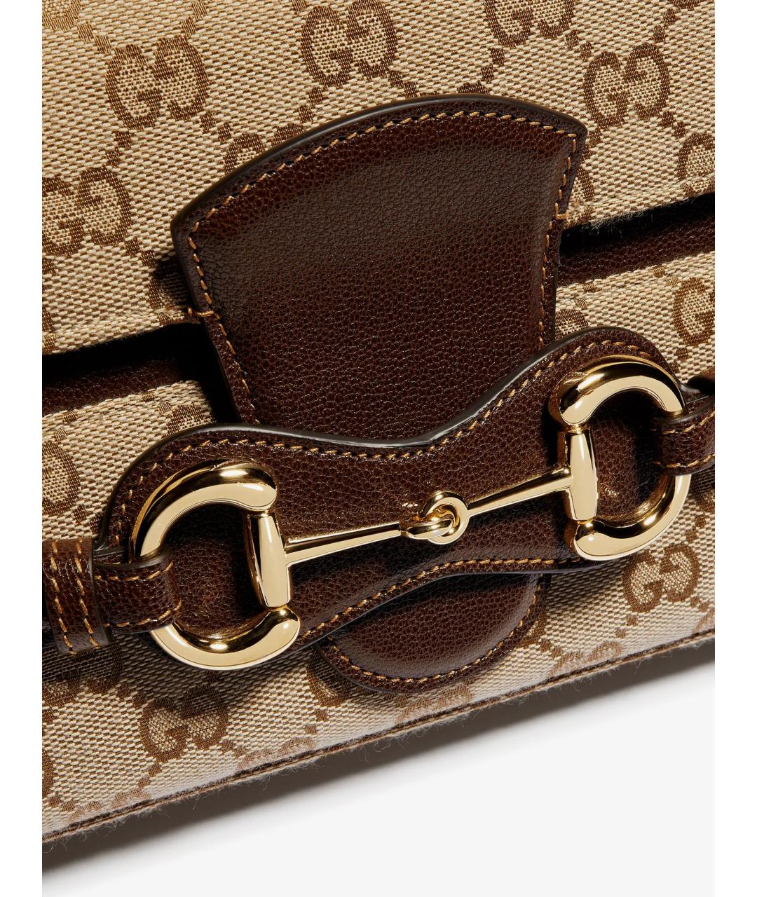 GUCCI Бежевая сумка через плечо из канвы, фото 5