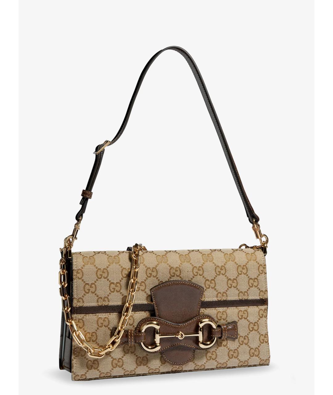 GUCCI Бежевая сумка через плечо из канвы, фото 4