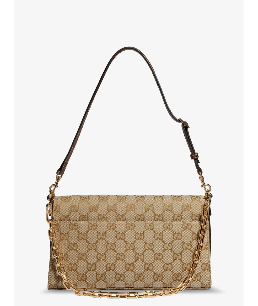 GUCCI Бежевая сумка через плечо из канвы, фото 3