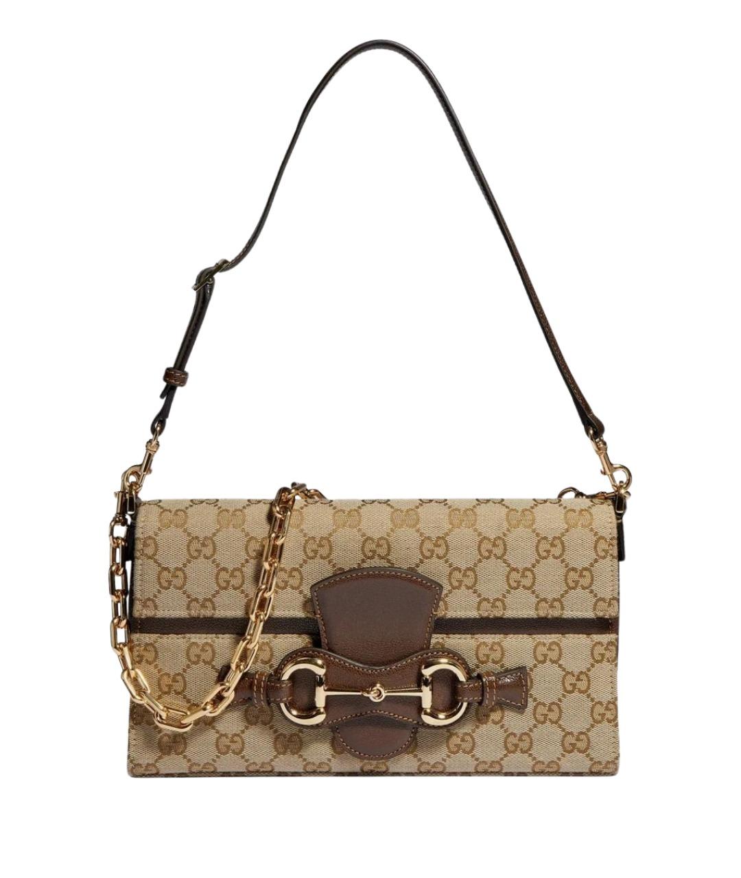 GUCCI Бежевая сумка через плечо из канвы, фото 1