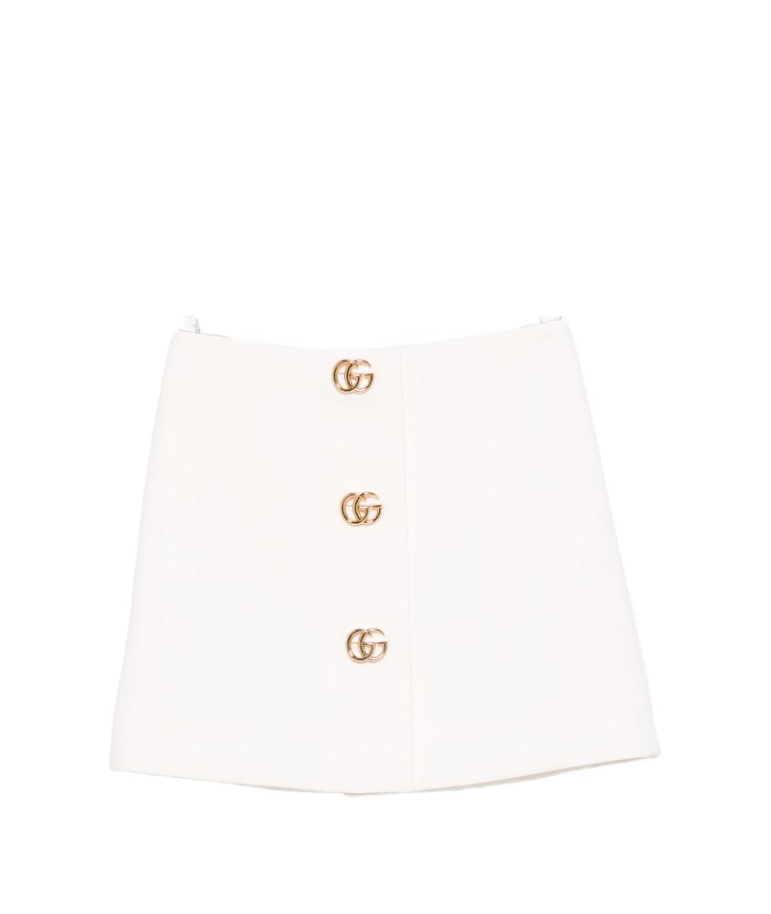 GUCCI Белая шерстяная юбка мини, фото 1