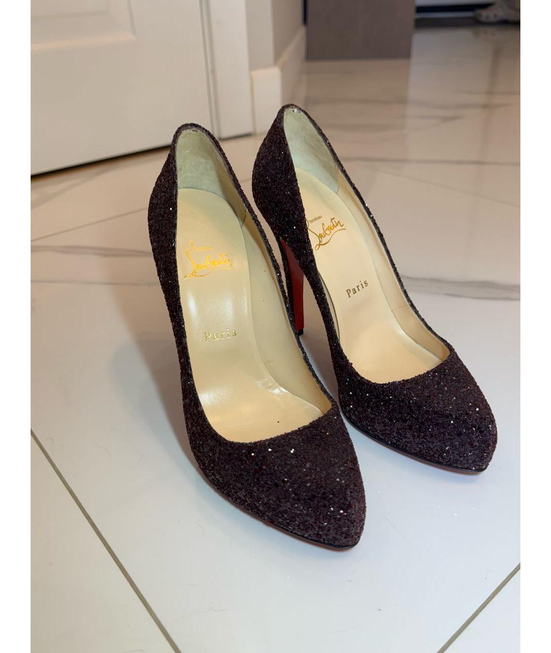 CHRISTIAN LOUBOUTIN Бордовые кожаные туфли, фото 2