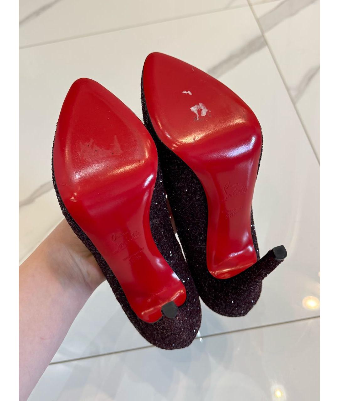 CHRISTIAN LOUBOUTIN Бордовые кожаные туфли, фото 6