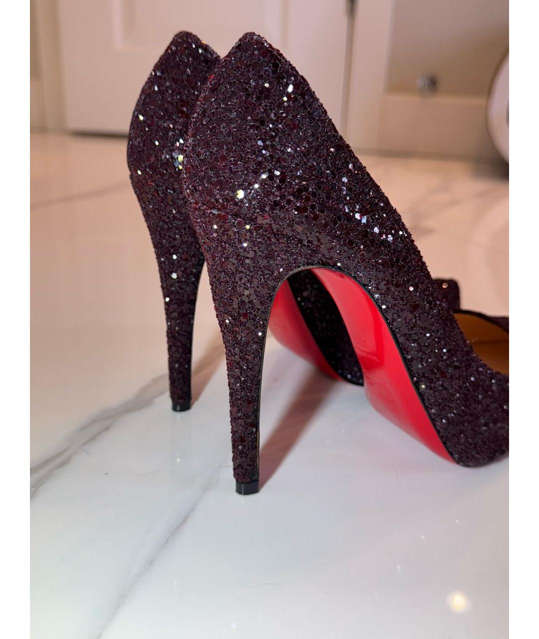 CHRISTIAN LOUBOUTIN Бордовые кожаные туфли, фото 4