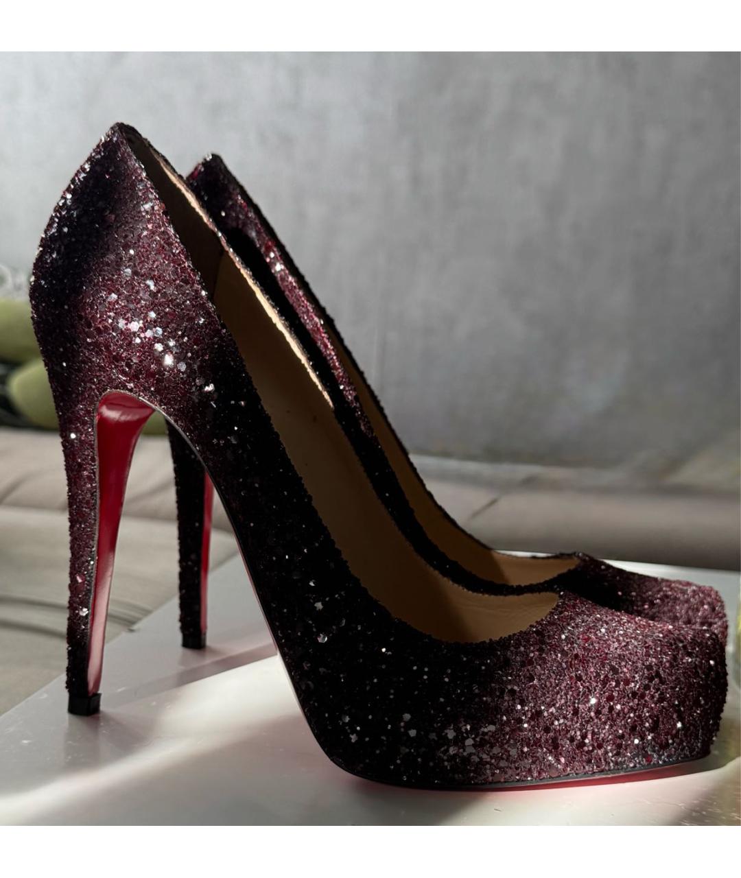 CHRISTIAN LOUBOUTIN Бордовые кожаные туфли, фото 7