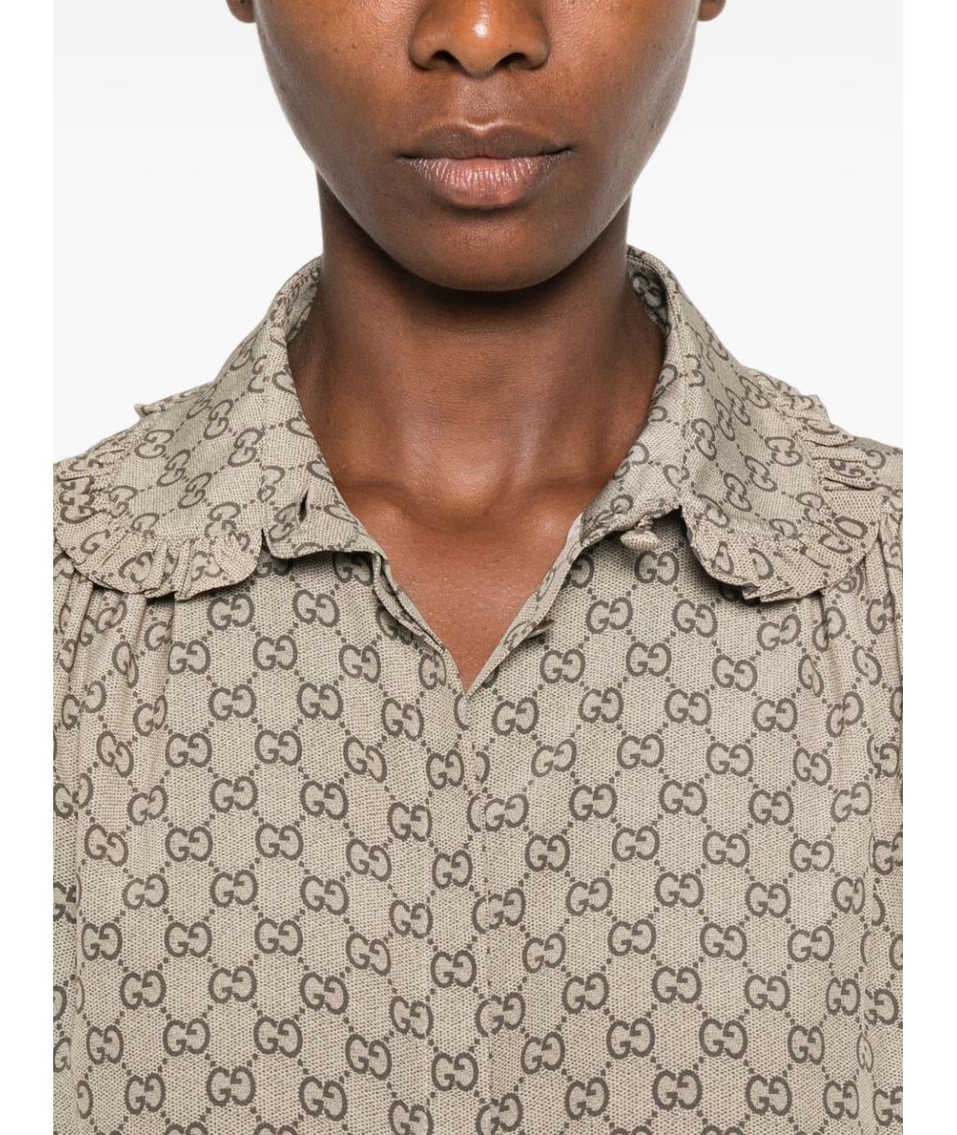 GUCCI Бежевая шелковая блузы, фото 4