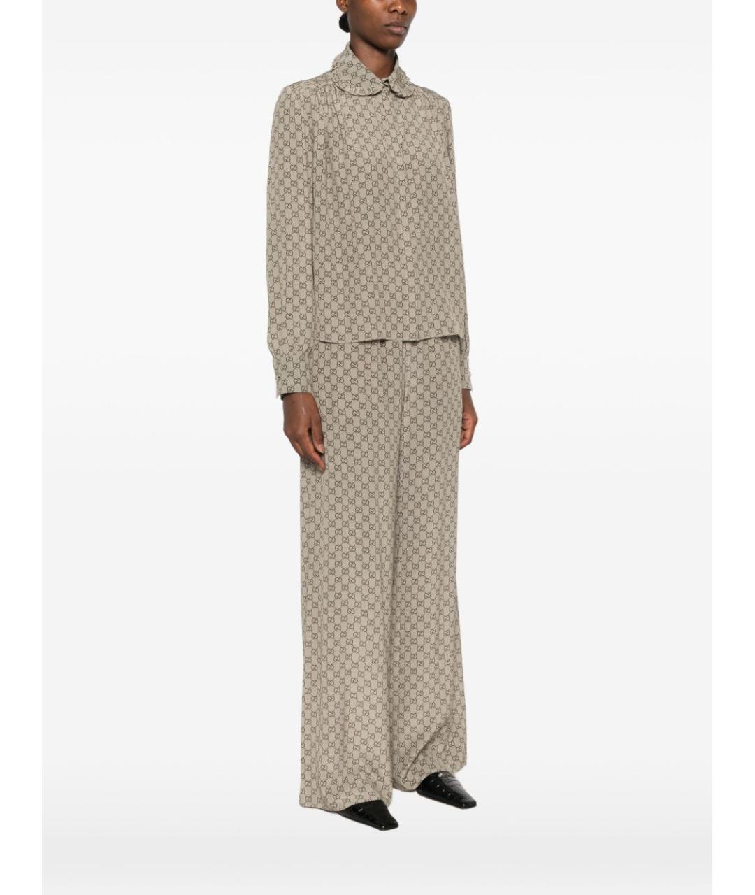 GUCCI Бежевая шелковая блузы, фото 5