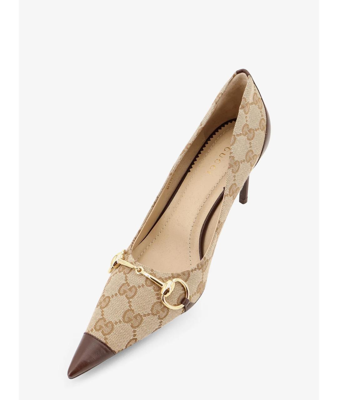 GUCCI Бежевые текстильные туфли, фото 4