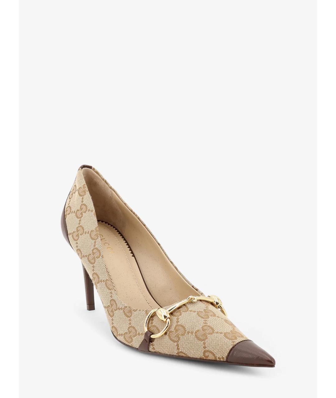 GUCCI Бежевые текстильные туфли, фото 2
