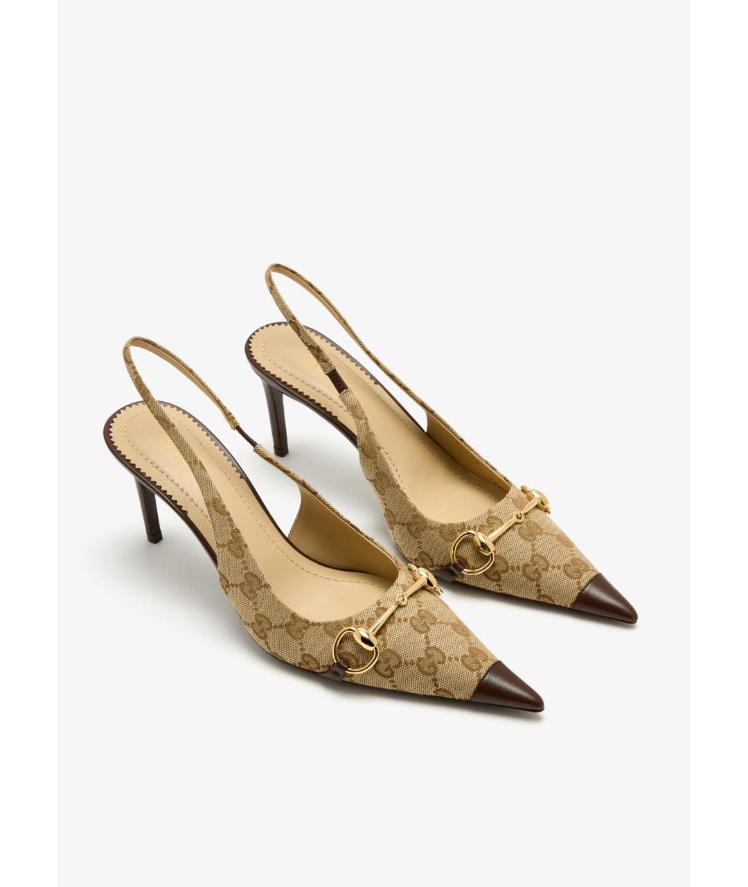 GUCCI Бежевые текстильные туфли, фото 4