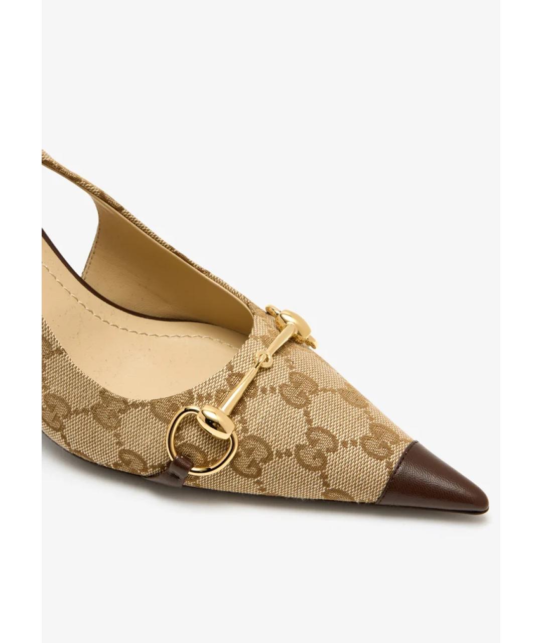 GUCCI Бежевые текстильные туфли, фото 2