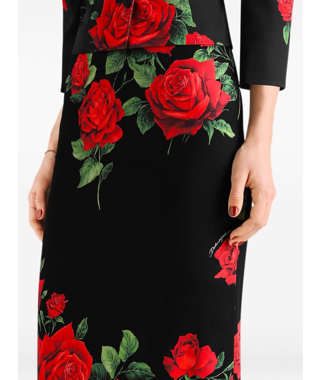 DOLCE&GABBANA Мульти шелковая юбка миди, фото 4