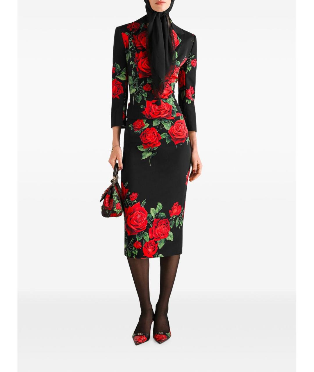 DOLCE&GABBANA Мульти шелковая юбка миди, фото 2