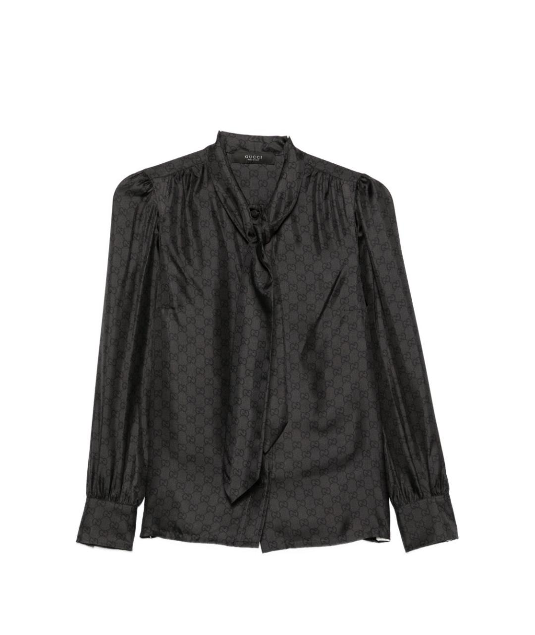 GUCCI Черная шелковая рубашка, фото 1