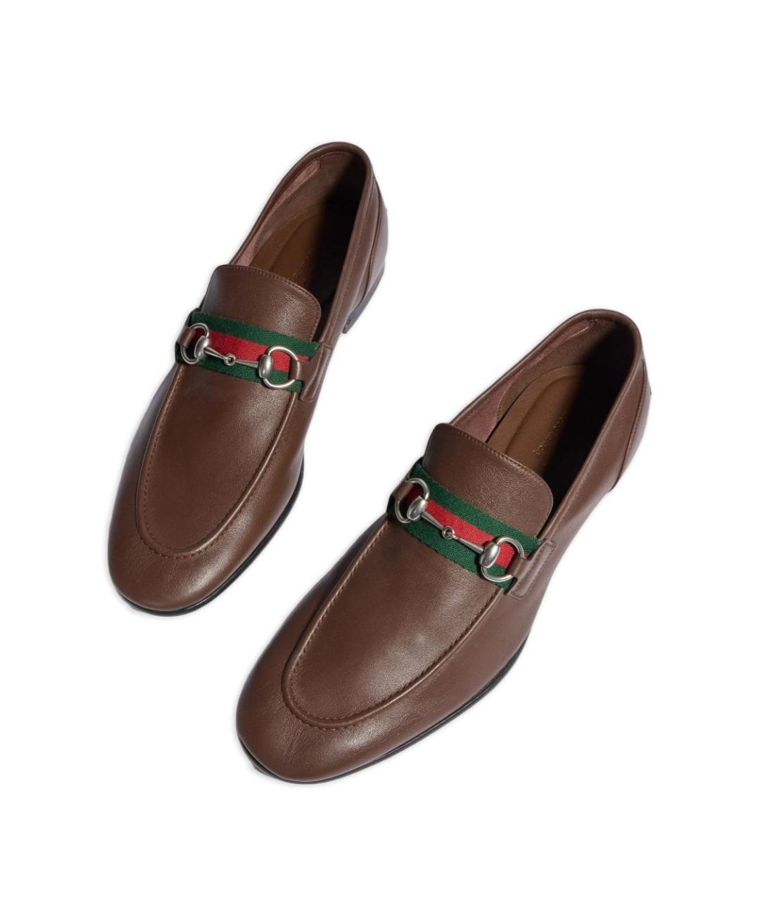 GUCCI Коричневые кожаные лоферы, фото 5