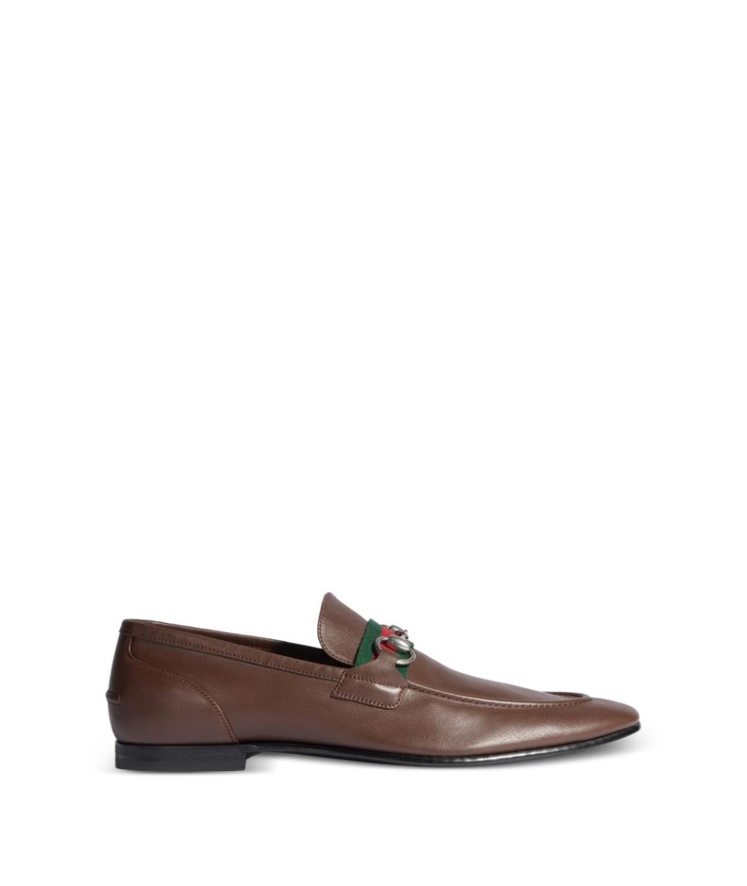 GUCCI Коричневые кожаные лоферы, фото 1