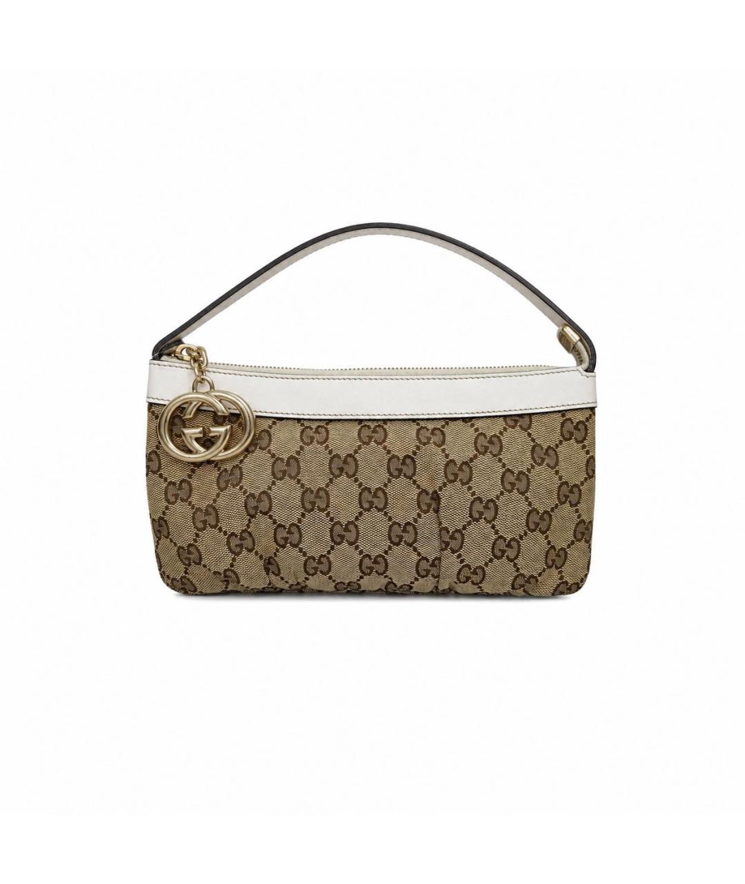 GUCCI Коричневая тканевая сумка с короткими ручками, фото 9