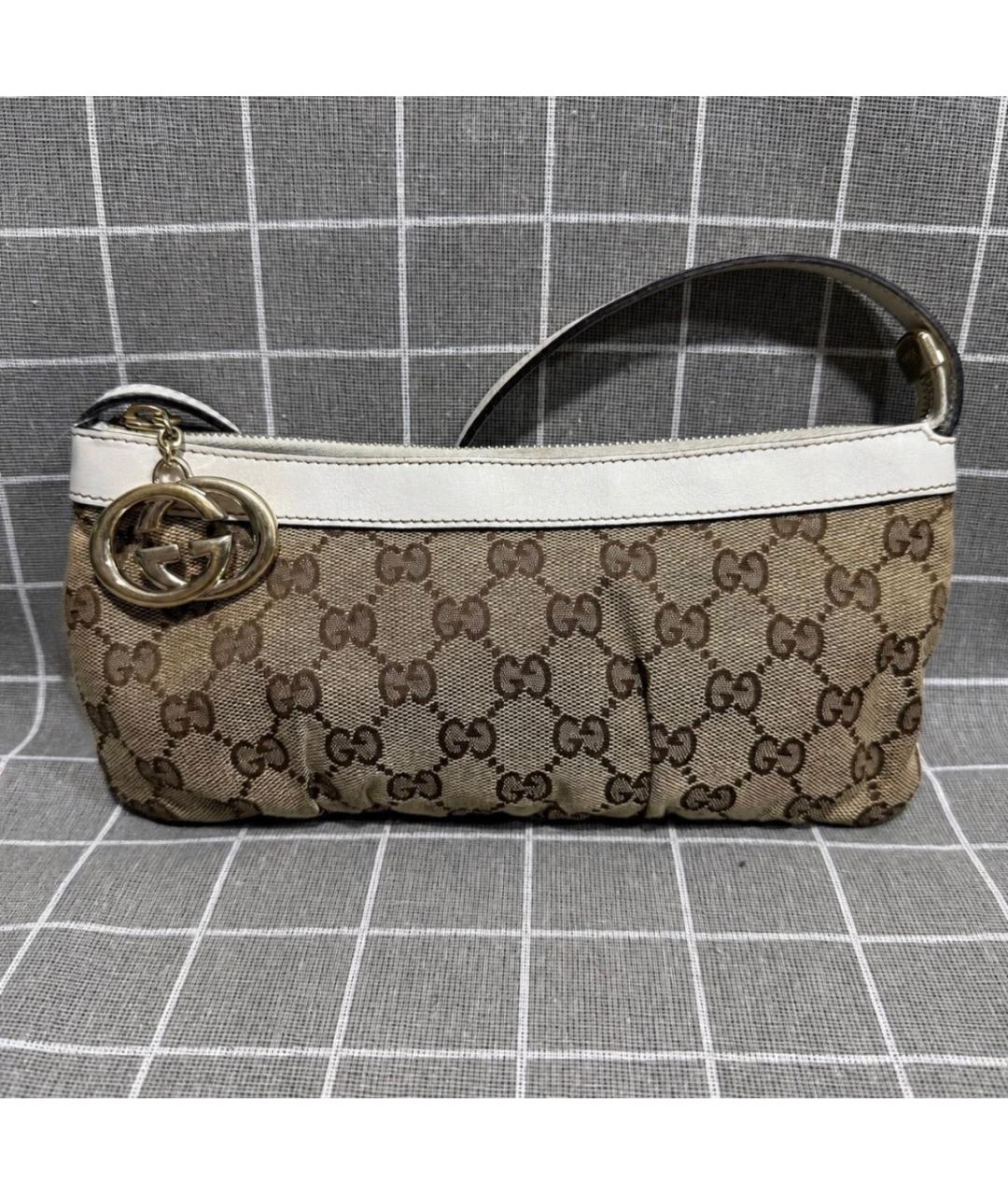 GUCCI Коричневая тканевая сумка с короткими ручками, фото 2