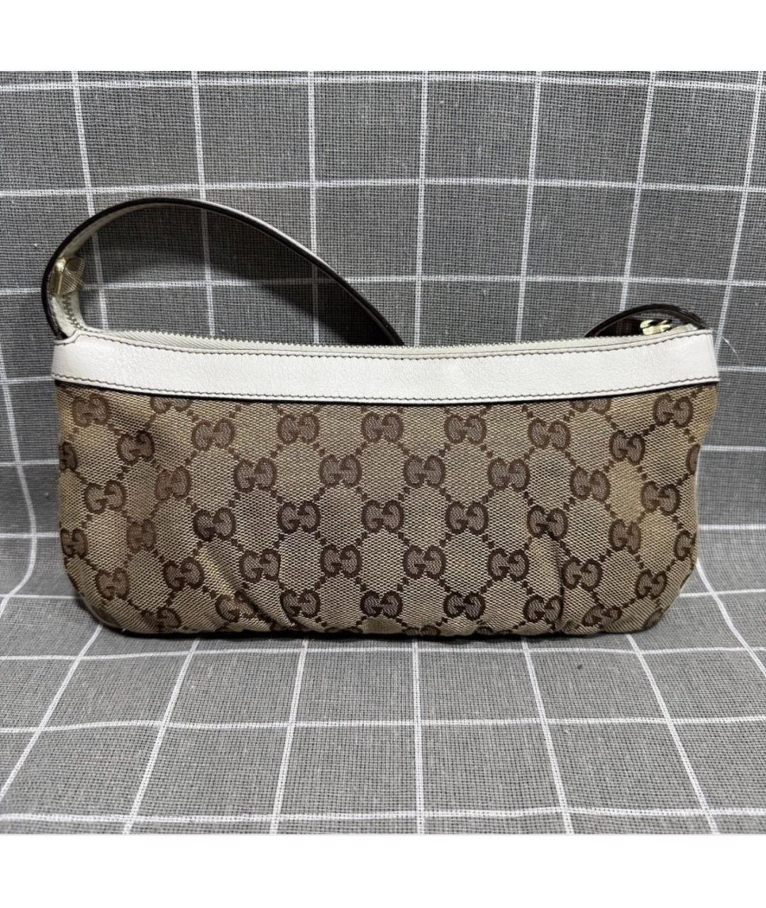 GUCCI Коричневая тканевая сумка с короткими ручками, фото 3