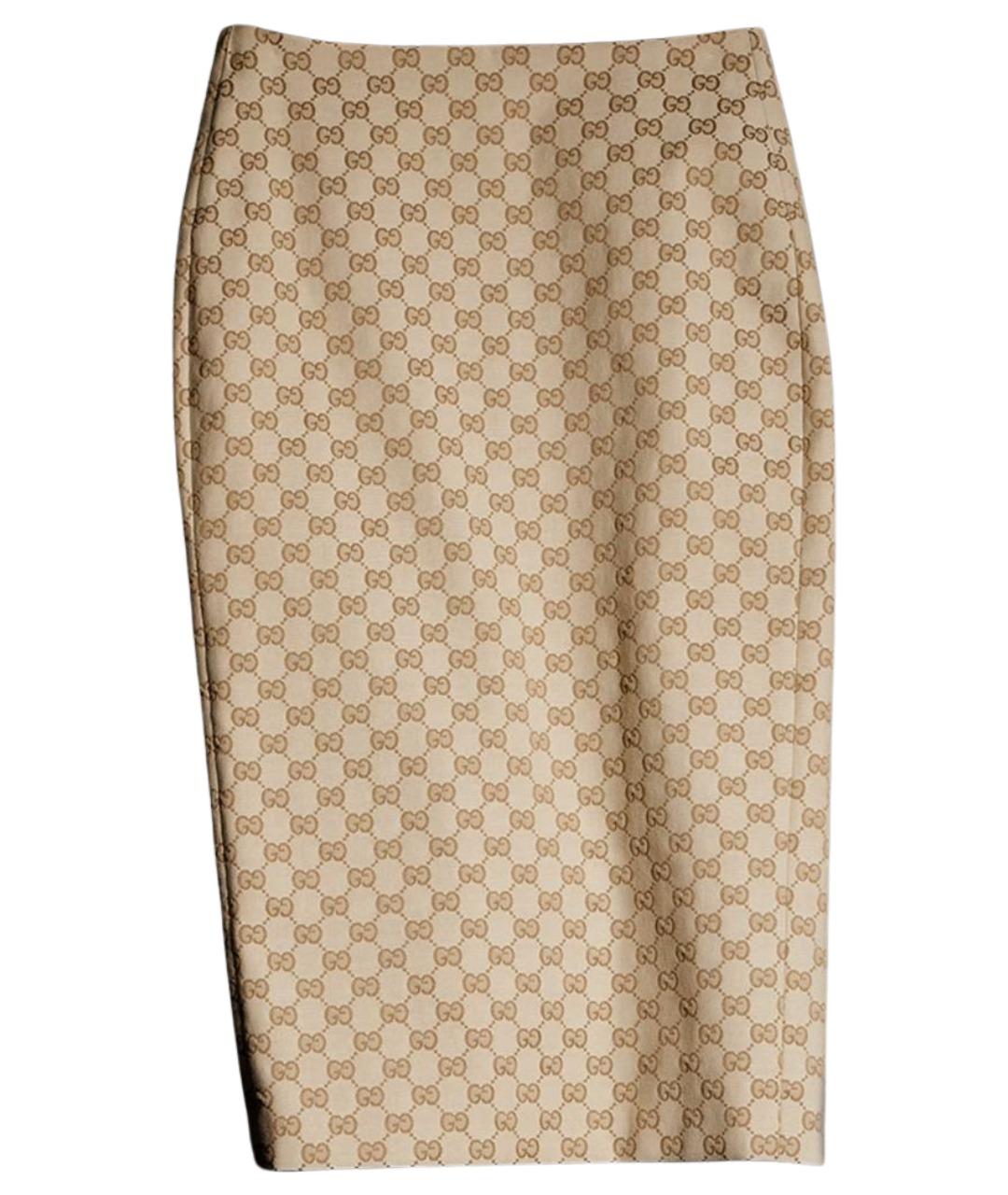 GUCCI Бежевая хлопковая юбка миди, фото 1