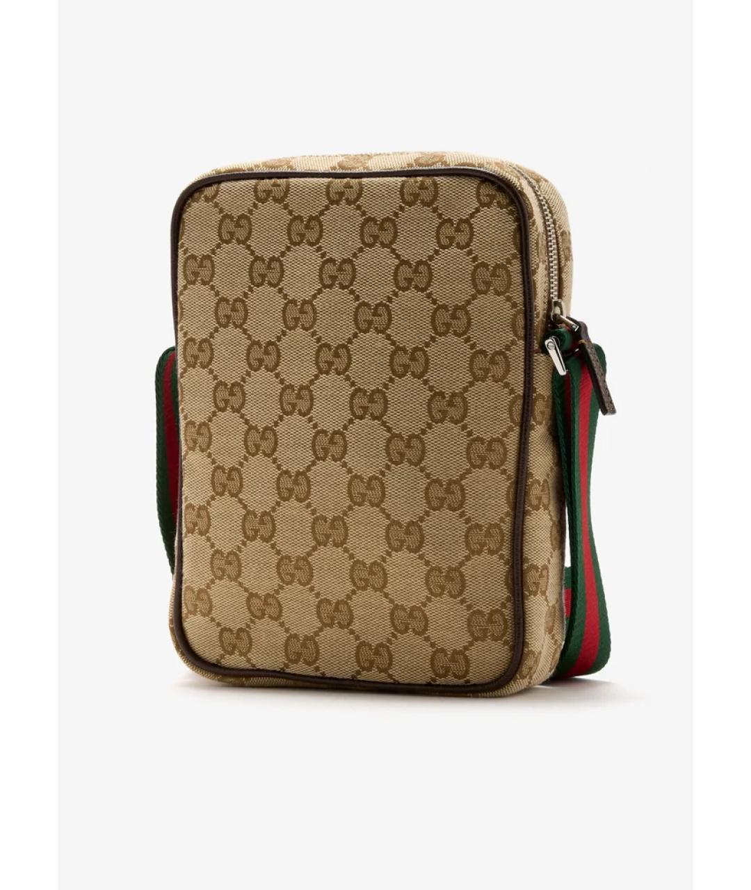 GUCCI Бежевая тканевая сумка на плечо, фото 3