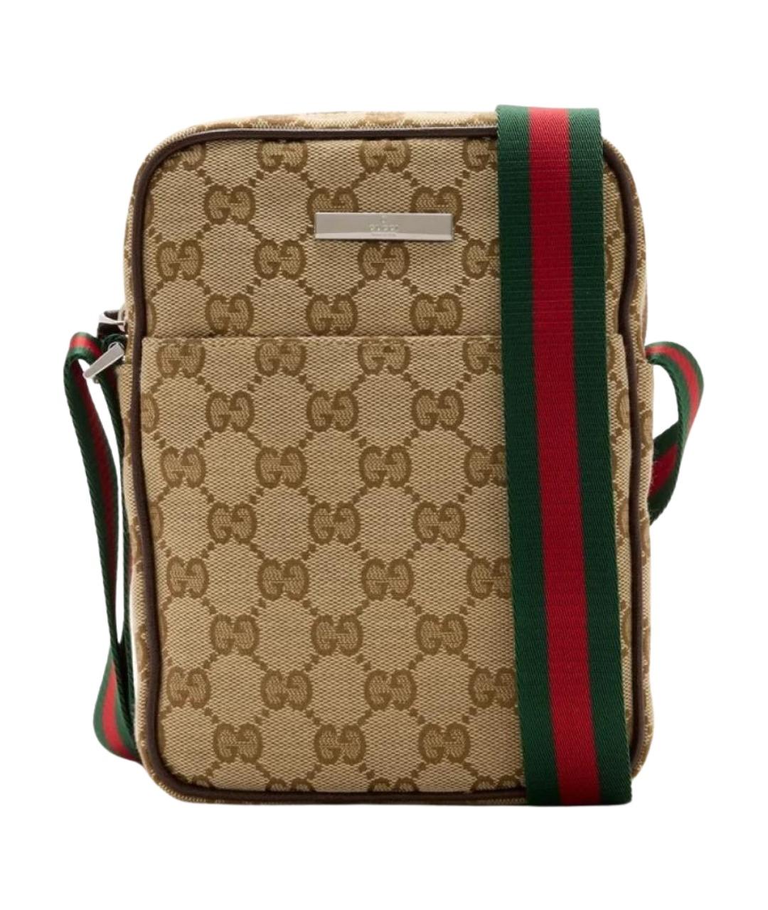 GUCCI Бежевая тканевая сумка на плечо, фото 1