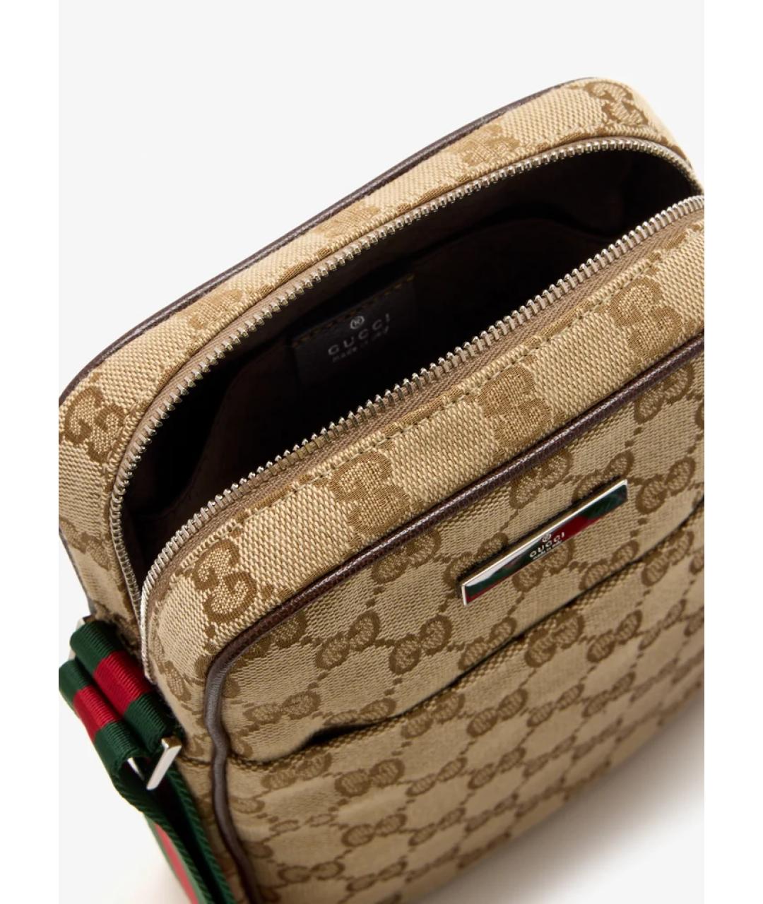 GUCCI Бежевая тканевая сумка на плечо, фото 4