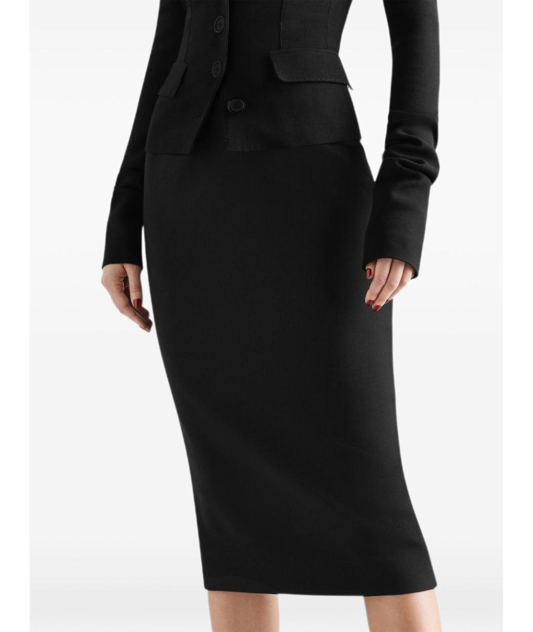 DOLCE&GABBANA Черная шерстяная юбка миди, фото 2