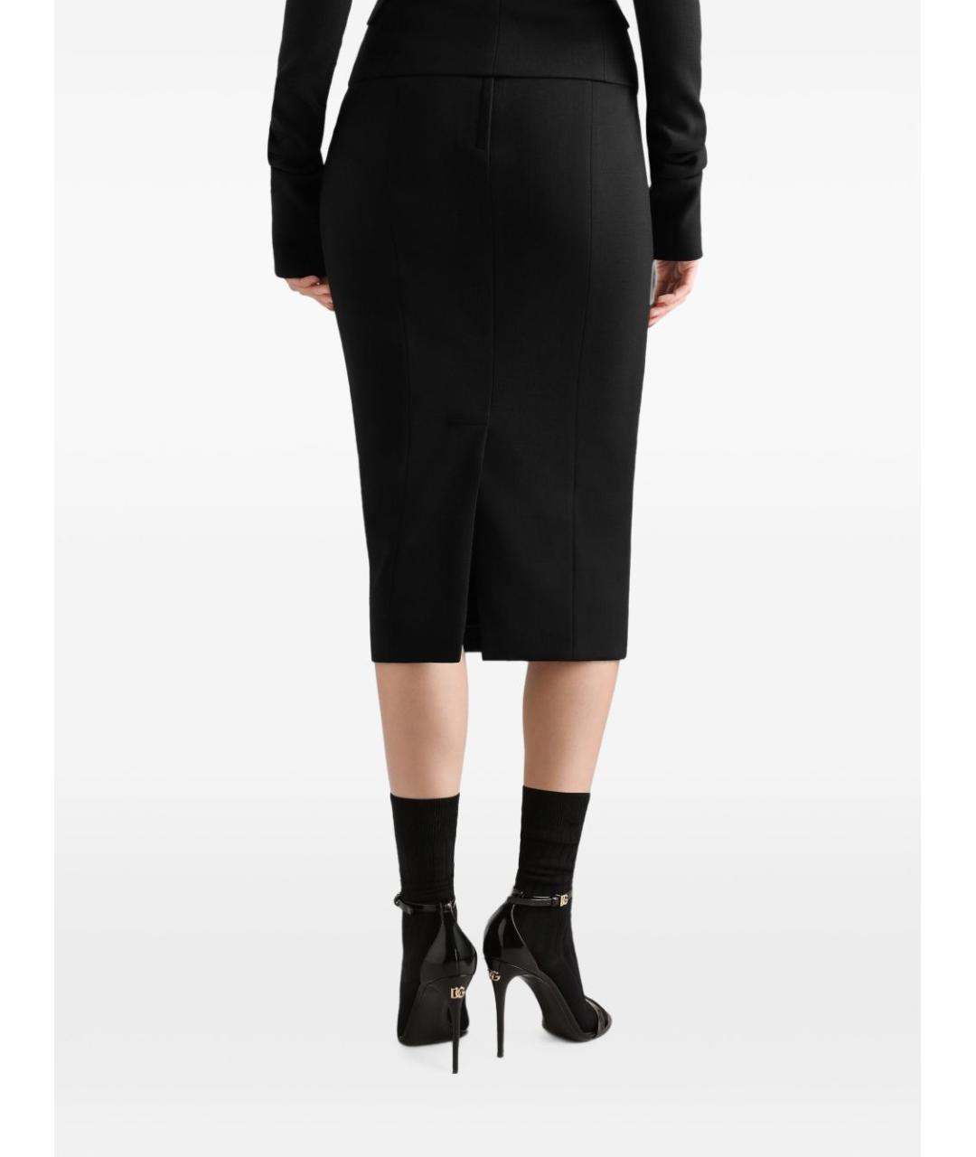 DOLCE&GABBANA Черная шерстяная юбка миди, фото 5