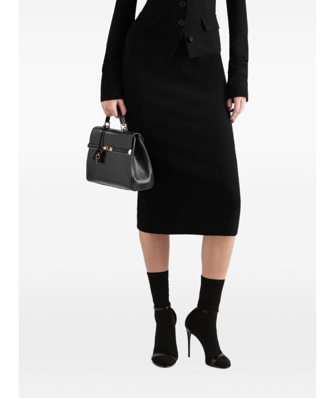 DOLCE&GABBANA Черная шерстяная юбка миди, фото 3