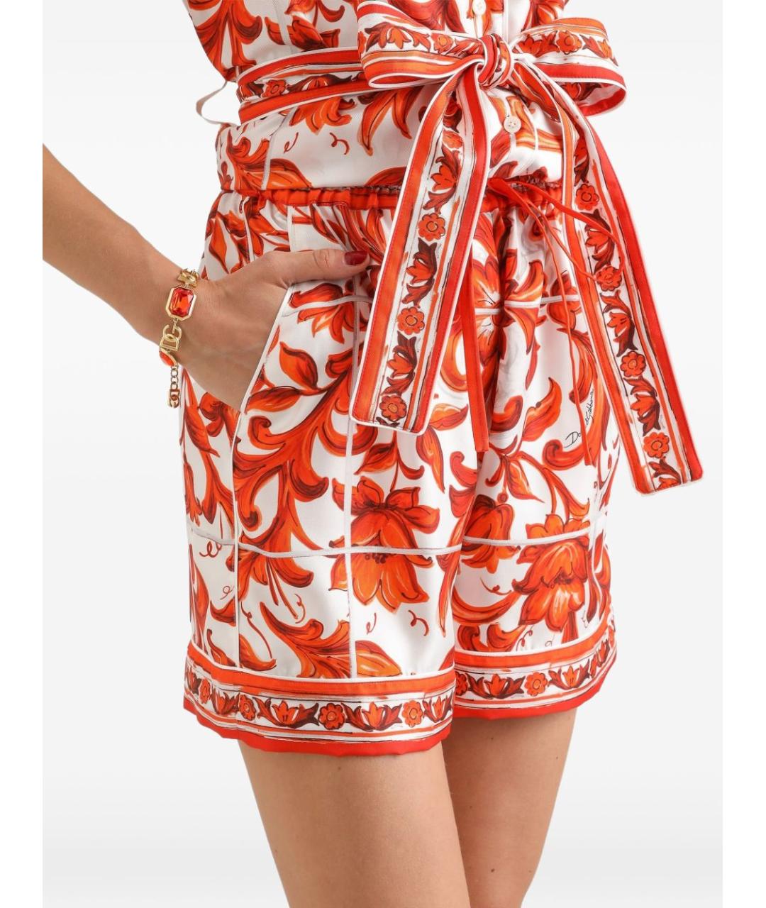 DOLCE&GABBANA Оранжевые шелковые шорты, фото 3