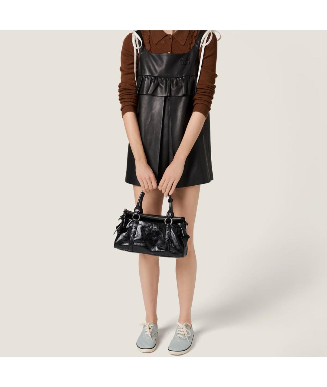 MIU MIU Черная кожаная сумка с короткими ручками, фото 5