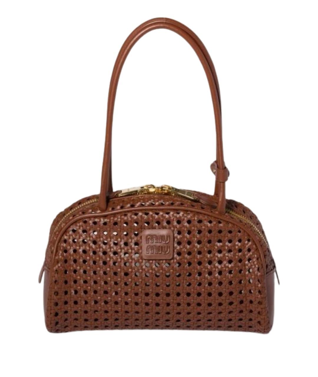 MIU MIU Коричневая кожаная сумка с короткими ручками, фото 1