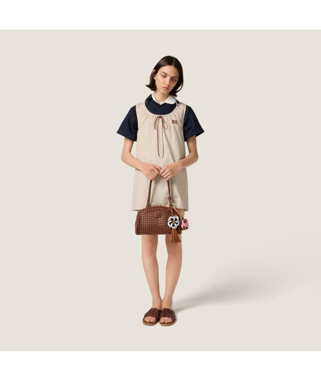 MIU MIU Коричневая кожаная сумка с короткими ручками, фото 2