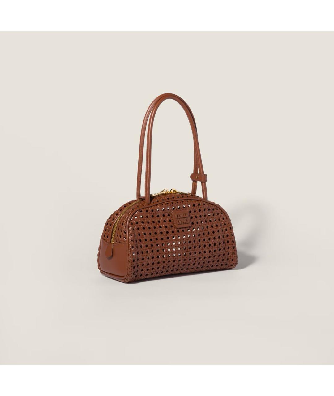 MIU MIU Коричневая кожаная сумка с короткими ручками, фото 3